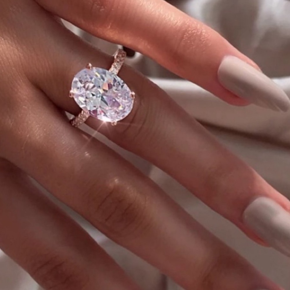 NEW💎925 Sterling Silver Diamond Oval Cut  Ring - Picture 3 of 5
